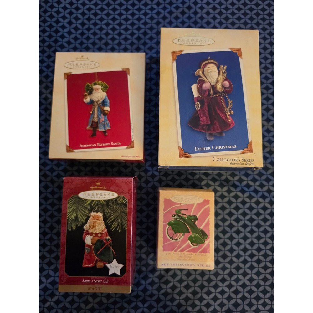 Hallmark Keepsake Ornament Lot of 4 Santa Father Christmas Velocipede 1997-2005